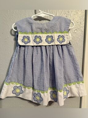 Vintage Samara Blue Gingham Girls Matching Set